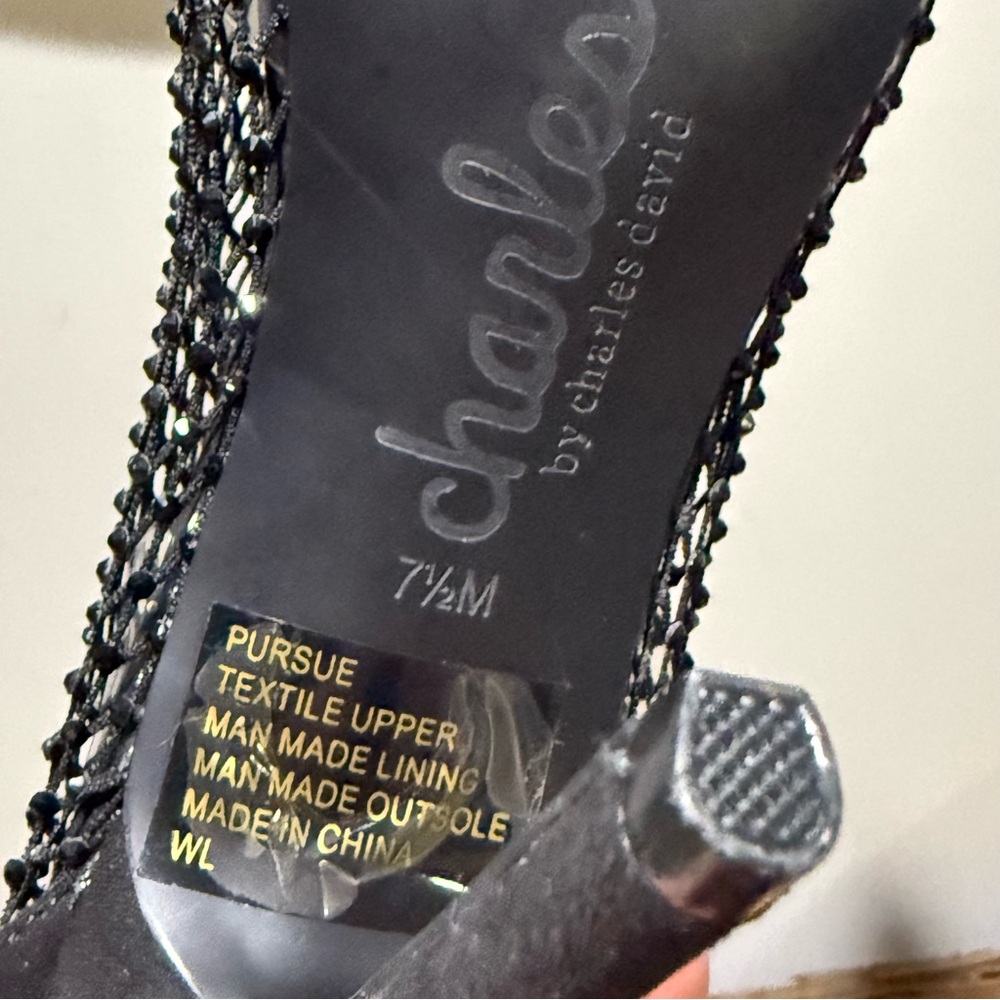 CHARLES DAVID Pursue Black Mesh Sequin‎ Bootie Size 7.5 A41 - Picture 11 of 11